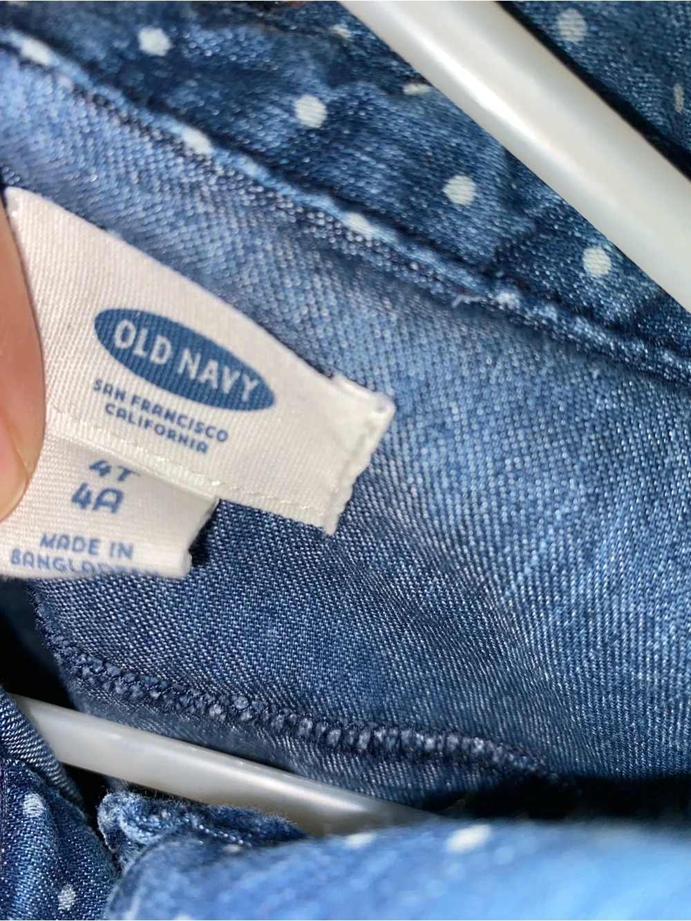 Old Navy Blue Denim Polka Dot Button-Down Dress